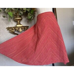 Vintage USA Women’s Sequined Harlyn Chevron Stripe Linen Skirt Orange Size 4